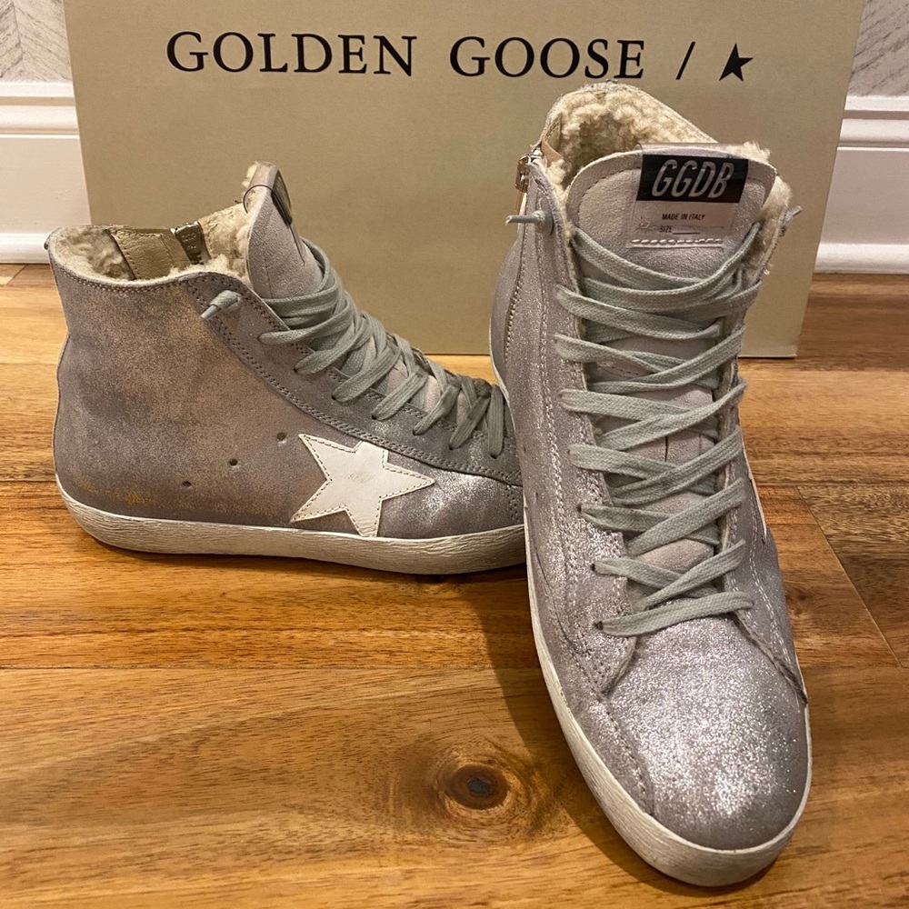 Golden Goose Silver High-Top Sneakers